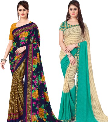Anand Printed Daily Wear Georgette Saree(Pack of 2, Multicolor)