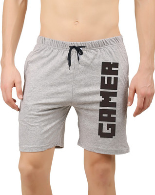 Southcity Graphic Print Men Grey Basic Shorts