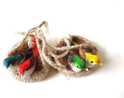 nawani Rope Made Hanging Bird Nest (Multicolour) - Pack of 2 Decorative Showpiece  -  17 cm(Jute, Multicolor)