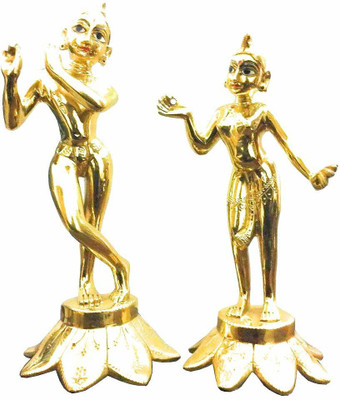 vrindavan shopi Vrindavan shopi Pure Brass Made Radha Krishna Idol/Golden Radha Golden Krishna Statue/Radha Raman Idol for Home and Office Temple from Vrindavan 6 inches Decorative Showpiece - 15 cm(Brass, Gold) vrindavan shopi Vrindavan shopi Pure Brass Made Radha Krishna Idol/Golden Radha Golden Krishna Statue/Radha Raman Idol for Home and Office Temple from Vrindavan 6 inches Decorative Showpiece - 15 cm(Brass, Gold)