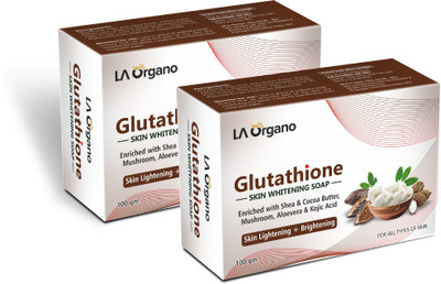 LA Organo Glutathione Shea Cocoa Butter Skin Lightening & Brightening Soap For All Skin Type-Pack of 2(2 x 100 g)