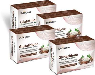 LA Organo Glutathione Shea Cocoa Butter Skin Lightening & Brightening Soap For All Skin Type-Pack of 4(4 x 100 g)