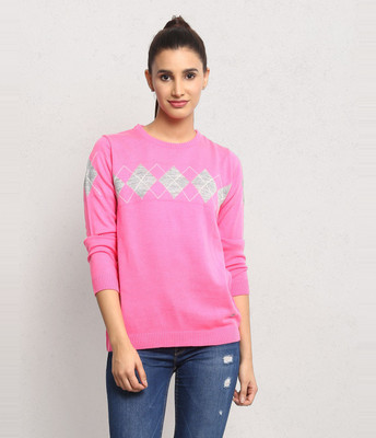 66% OFF on METRONAUT Self Design Crew Neck Casual Women Pink
