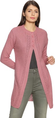 CLAPTON Self Design Round Neck Casual Women Pink Sweater