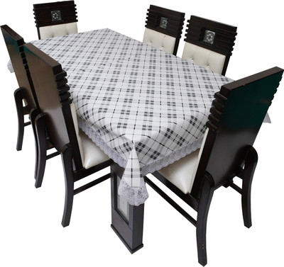 LITHARA Checkered 8 Seater Table Cover(White, Grey, Polyester)