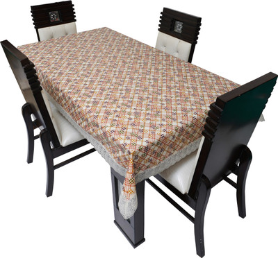 LITHARA Abstract 4 Seater Table Cover(Beige, Polyester)