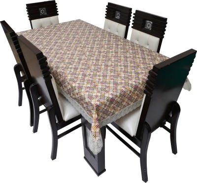 Dream Care Striped 6 Seater Table Cover(Multicolor, PVC)