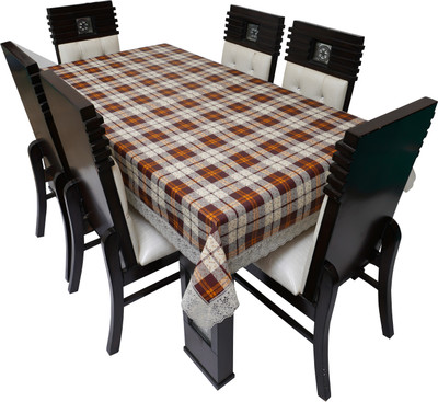 LITHARA Checkered 8 Seater Table Cover(Brown, Beige, Polyester)