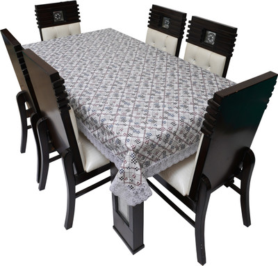 LITHARA Abstract 8 Seater Table Cover(Grey, Polyester)