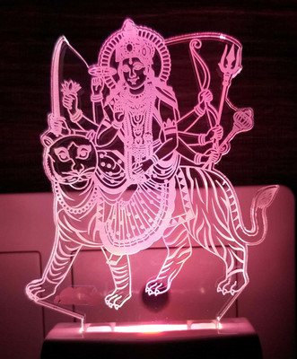 Gojeeva The Maa sherawali 3D Illusion Night Lamp Comes with 7 Multicolor and 3D Illusion Design Suitable for Room,Drawing Room,Lobby Night Lamp(12 cm, Clear)