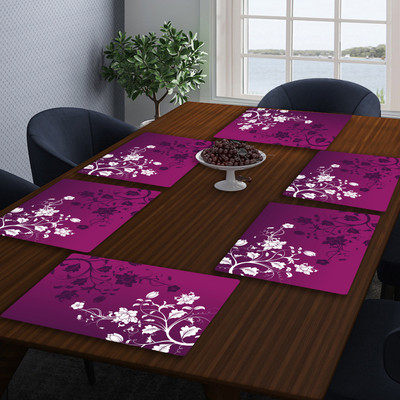 LooMantha Rectangular Pack of 6 Table Placemat(Multicolor, PVC)
