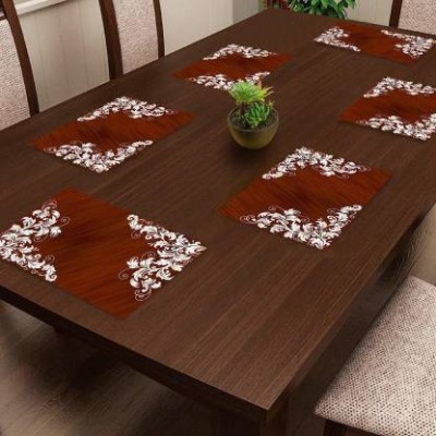 M/S REVAXO Rectangular Pack of 6 Table Placemat(Brown, White, PVC)