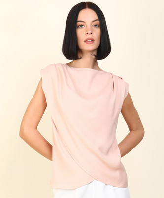 van-heusen-casual-cap-sleeve-solid-women-pink-top