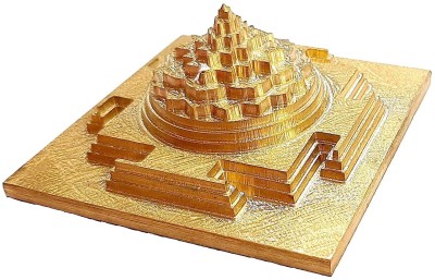 RUDRA DIVINE Rudradivine Maha Meru Shri Yantra 3D Meru Shri Yantra with Gold Plated and Accurate Cutting (Size-1.5x1.5 inch) 100 Gram Brass, Copper Yantra(Pack of 1)