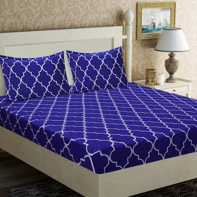 Flipkart SmartBuy 152 TC Microfiber Double Geometric Flat Bedsheet(Pack of 1, Blue)