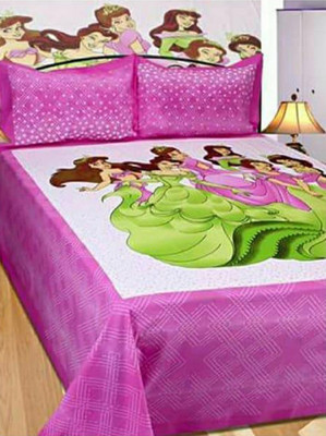 Habib 144 TC Cotton Double Printed Fitted (Elastic) Bedsheet(Pack of 1, Multicolor)