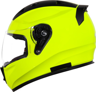 Steelbird SA-1 7Wings Aeronautics Full Face Helmet in Glossy Fluo Non with Clear Visor Motorbike Helmet(Green)