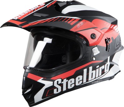 Steelbird SBH-13 Motorbike Helmet  (Glossy Black with Red)