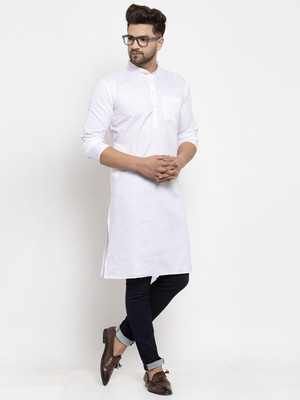 ABH Lifestyle Men Solid Straight Kurta(White)