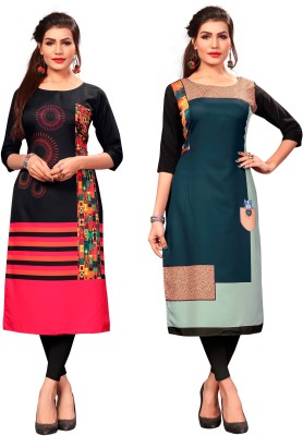 DSK STUDIO Women Printed Straight Kurta(Multicolor)