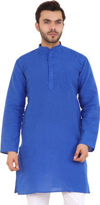 Latest Plus Men Solid Straight Kurta(Blue)