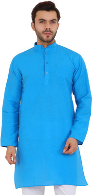 Latest Plus Men Solid Straight Kurta(Light Blue)