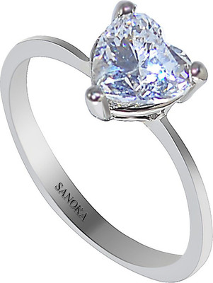 Sanoka Silver Swarovski Crystal Silver Plated Ring