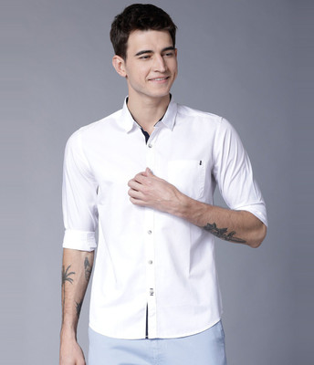 HIGHLANDER Men Solid Casual White Shirt