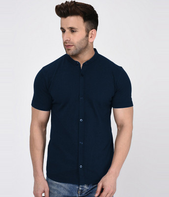 Tap in Men Solid Casual Dark Blue Shirt