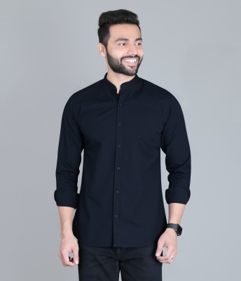 5TH ANFOLD Men Solid Casual Dark Blue Shirt