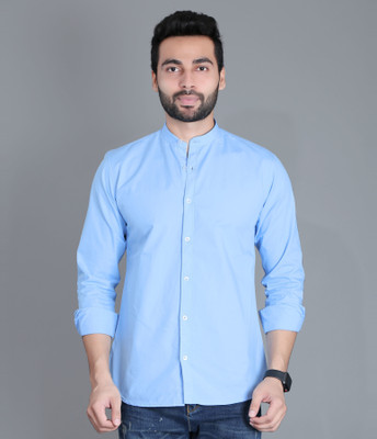 5TH ANFOLD Men Solid Casual Light Blue Shirt