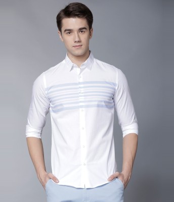 HIGHLANDER Men Printed Casual White, Blue Shirt