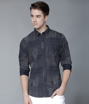 HIGHLANDER Men Printed Casual Blue Shirt