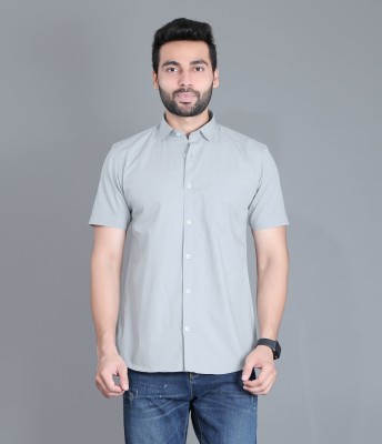 5TH ANFOLD Men Solid Formal Grey Shirt