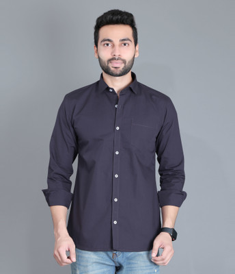 5TH ANFOLD Men Solid Casual Blue Shirt