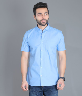 5TH ANFOLD Men Solid Casual Light Blue Shirt