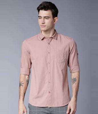 HIGHLANDER Men Solid Casual Pink Shirt