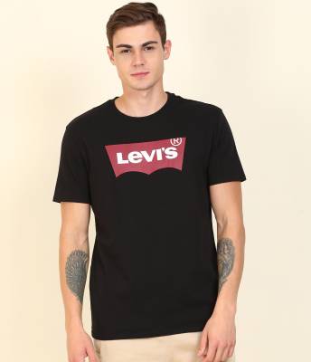 LEVI'S Printed Men Round Neck Black T-Shirt - Buy Black LEVI'S Printed Men  Round Neck Black T-Shirt Online at Best Prices in India 