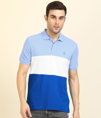 Allen Solly Colorblock Men Polo Neck Blue T-Shirt