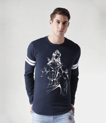 Young trendz Printed Men Round Neck Dark Blue T-Shirt