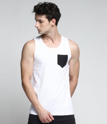 Trends Tower Colorblock Men Round Neck White T-Shirt