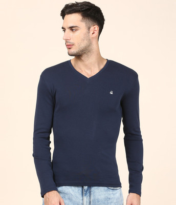 United Colors of Benetton Solid Men Round Neck Dark Blue T-Shirt