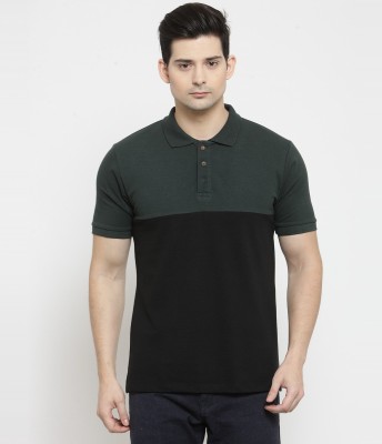 KALT Striped Men Polo Neck Black, Grey T-Shirt