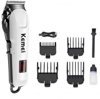 Kemei KM-809A Fully Waterproof Trimmer 120 min  Runtime 4 Length Settings(White)