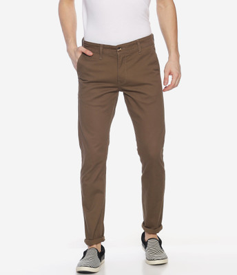 VROJASS Slim Fit Men Brown Trousers