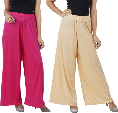 Buy That Trendz Flared Women Pink, Beige Trousers