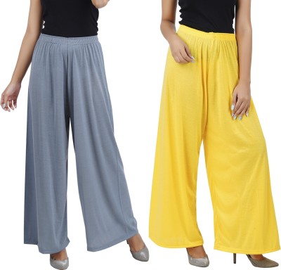 Buy That Trendz Flared Women Grey, Yellow Trousers