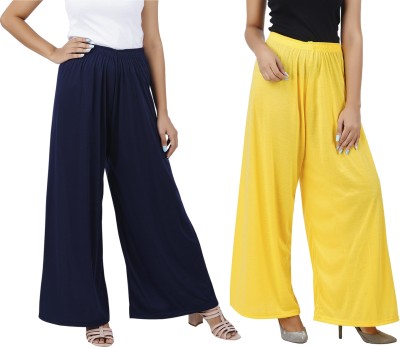 Buy That Trendz Flared Women Blue, Yellow Trousers