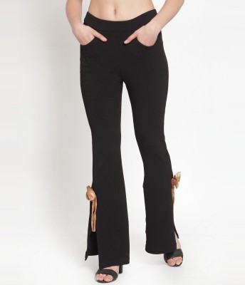 KASSUALLY Regular Fit Women Black Trousers