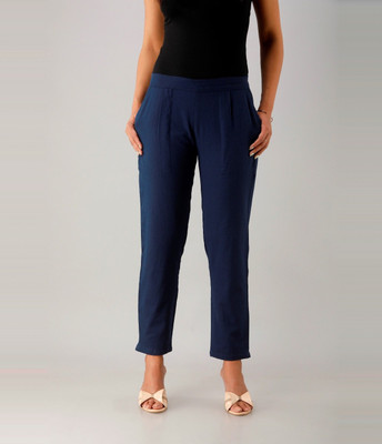 LIYARA Regular Fit Women Dark Blue Trousers